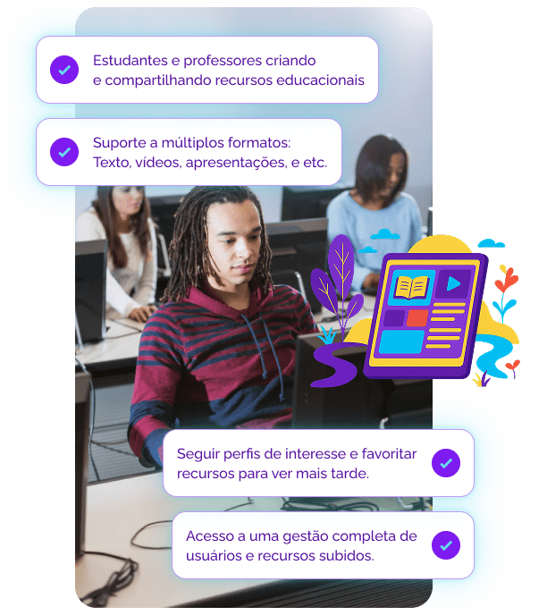 Pessoas estudando através do computador